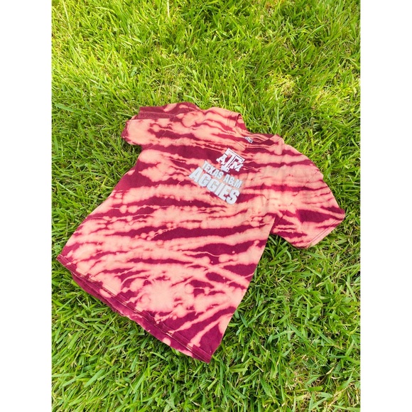UPCYCLED Texas A&M Striped Bleach Tie-Dye Tee❤️ - Picture 2 of 5